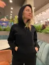 Kapüşonlu siyah sweatshirt