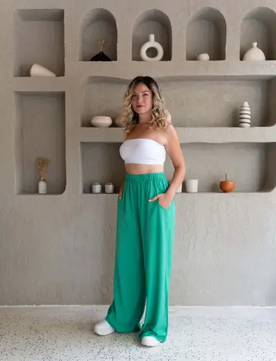 Yeşil bol pantolon 