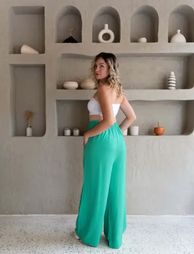 Yeşil bol pantolon 