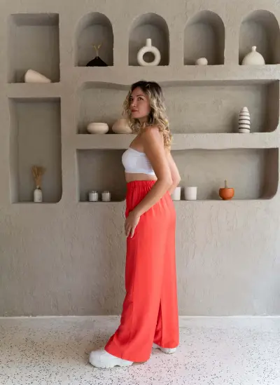 Nar çiçeği bol pantolon 